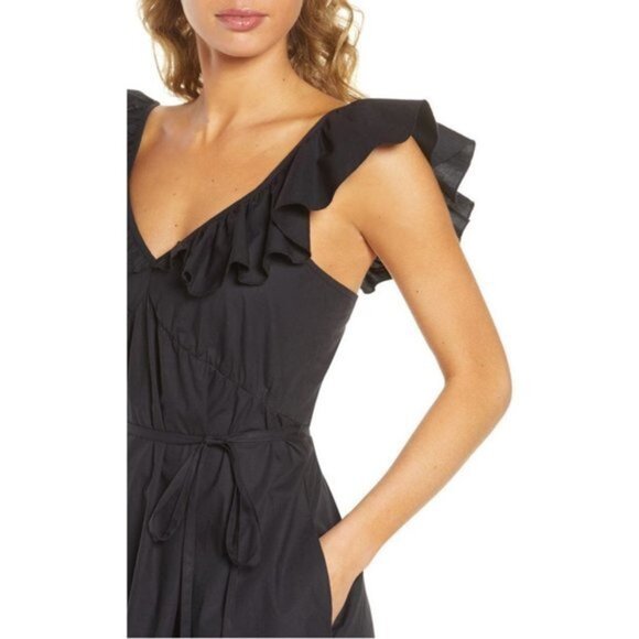 NWT French Connection Azaa Poplin black cotton Dress Size 2 - Picture 2 of 7